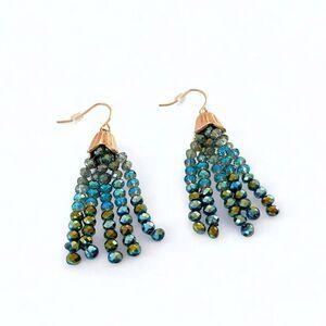Crystal Glass Bead Tassel Earrings